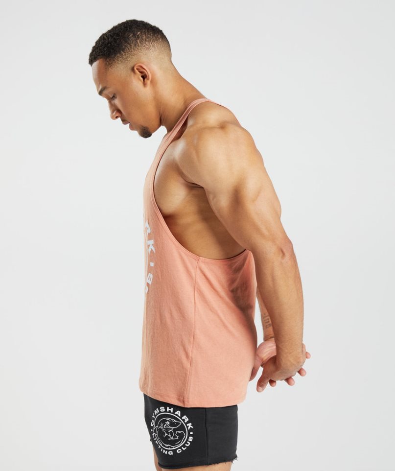 Podkoszulki Gymshark Legacy Stringer Męskie Różowe | PL 379RQM